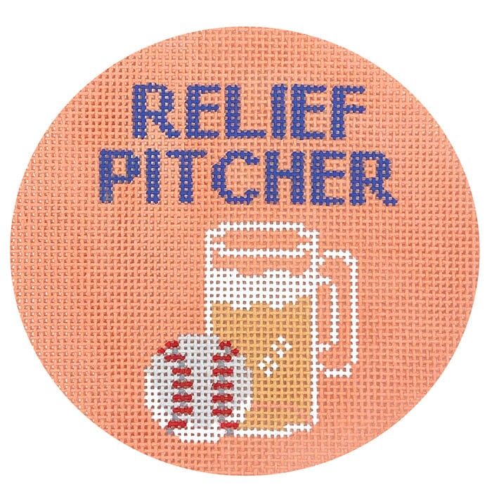 Relief Pitcher Baseball Sports Coaster Painted Canvas Atlantic Blue Canvas 
