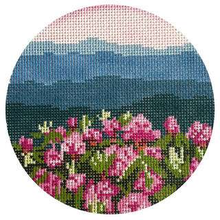 Rhododendron on the Blue Ridge Round Painted Canvas Blue Ridge Stitchery 
