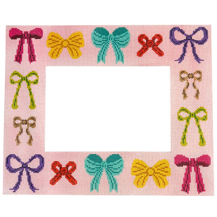 Ribbons and Bows Frame Painted Canvas Stitch Rock Designs 