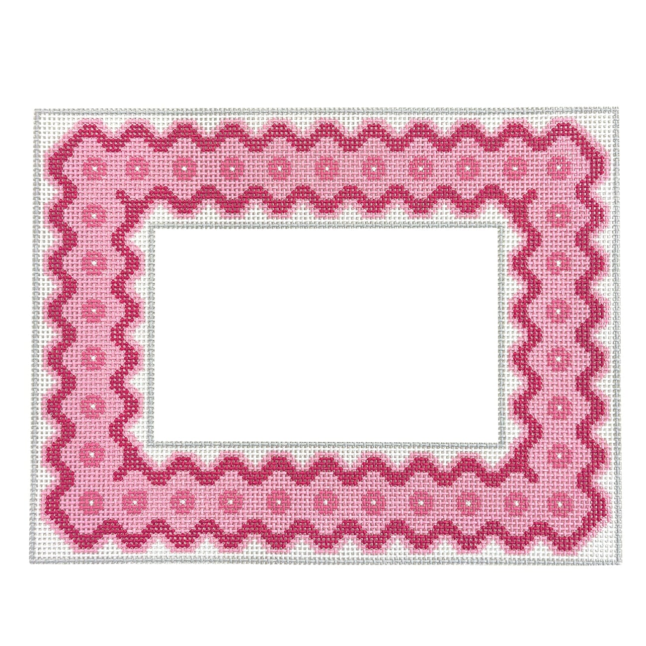 Ric Rac Picture Frame   Pink 4x6 Painted Canvas Ann Kaye Studio  - 1