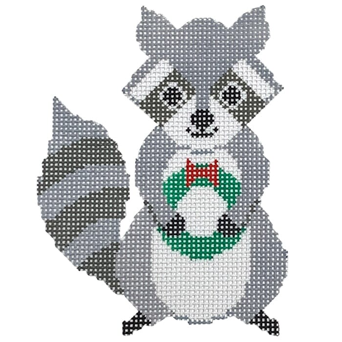 Ricky the Raccoon Painted Canvas Stitch Rock Designs  - 1