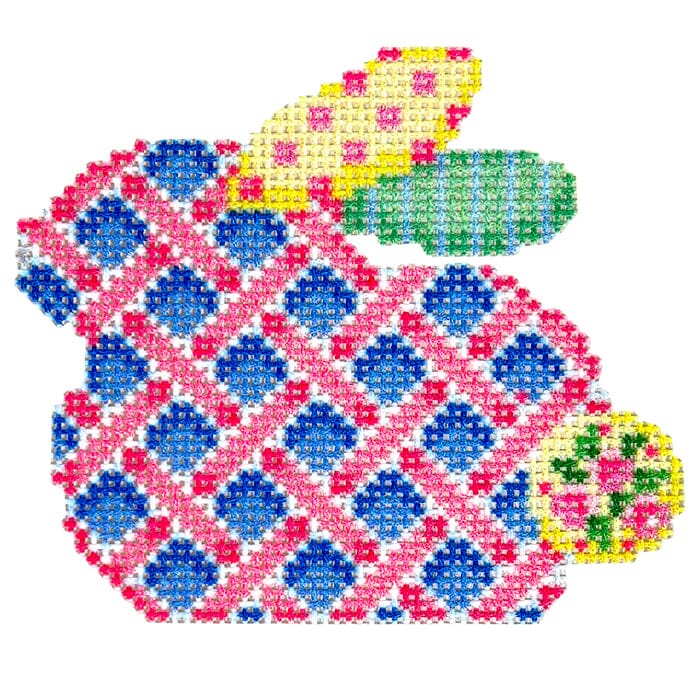 Rose Bud Tail Bunny Printed Canvas Two Sisters Needlepoint 