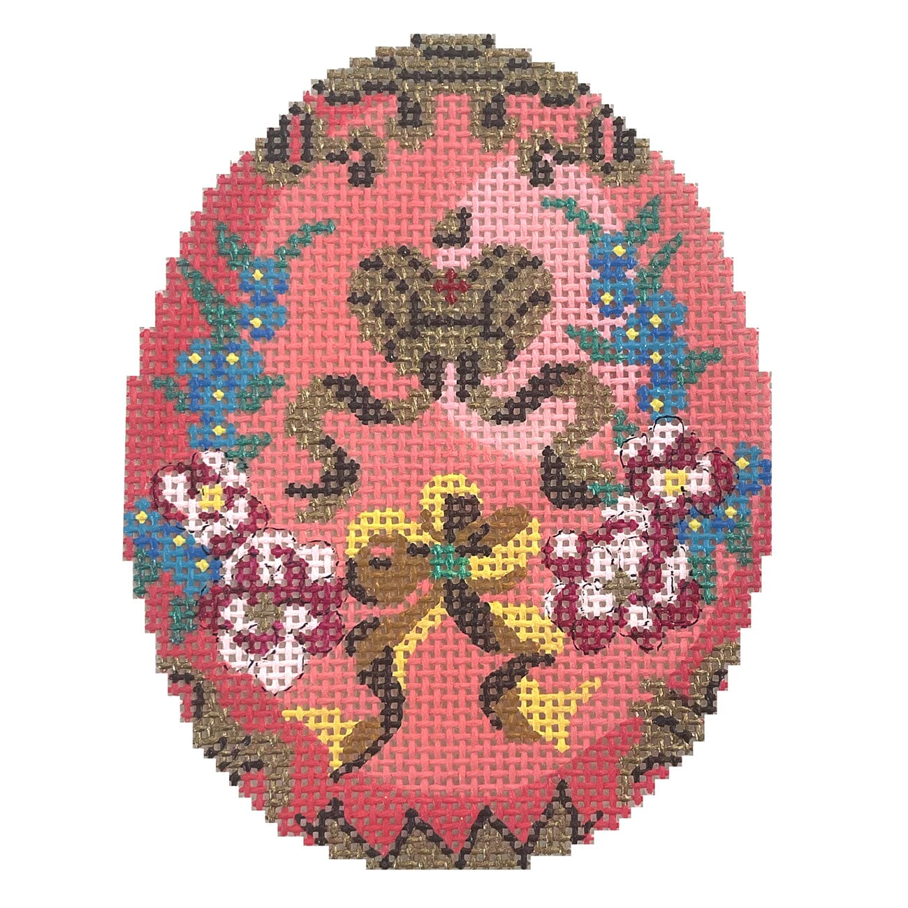 Rose Faberge Egg, Floral Painted Canvas Lee's Needle Art Inc.  - 1