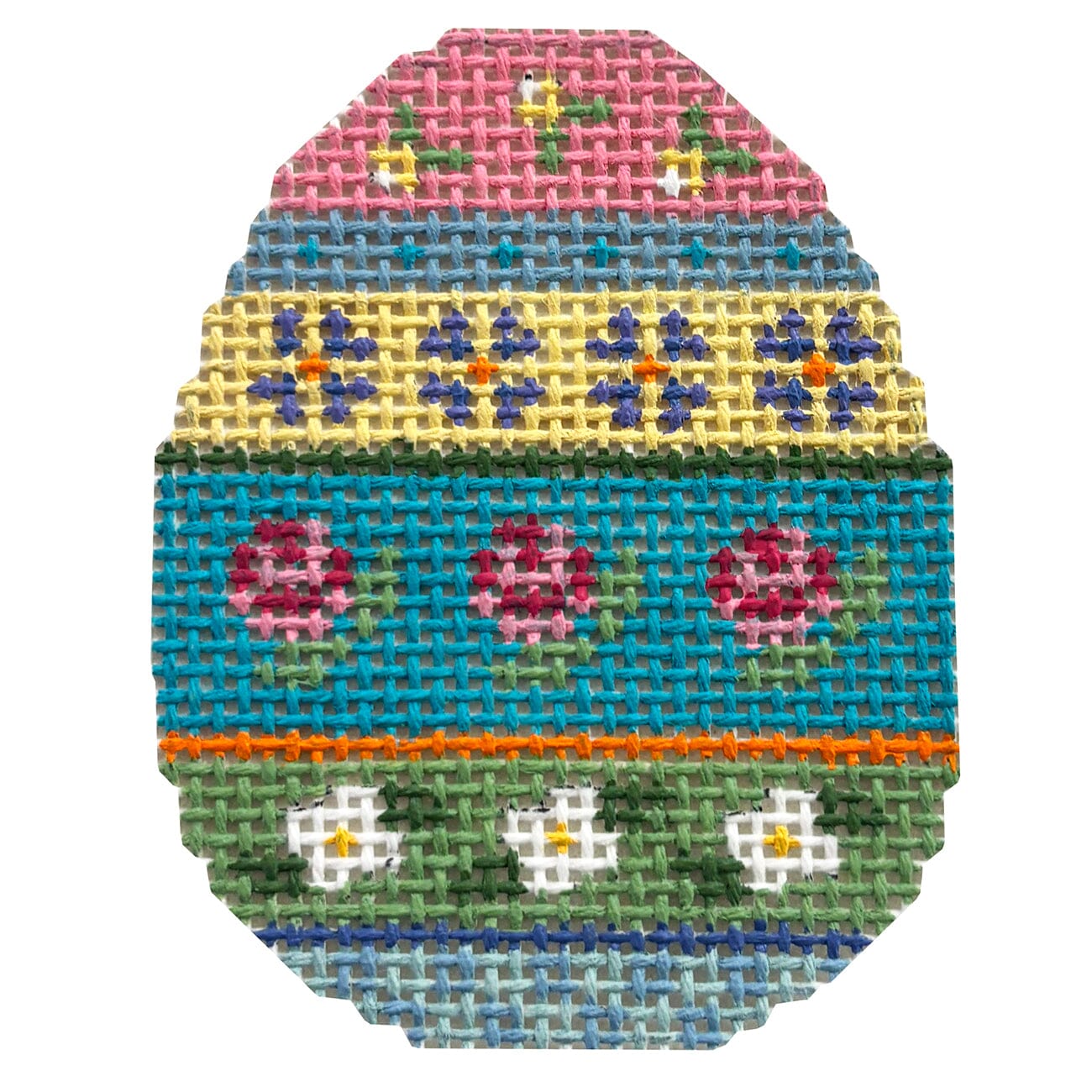 Rose Stripe, Small Egg Painted Canvas Susan Roberts Needlepoint Designs Inc.  - 1