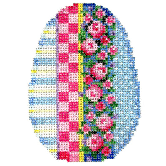 Rosebud Garland Patterns Egg Printed Canvas Two Sisters Needlepoint 