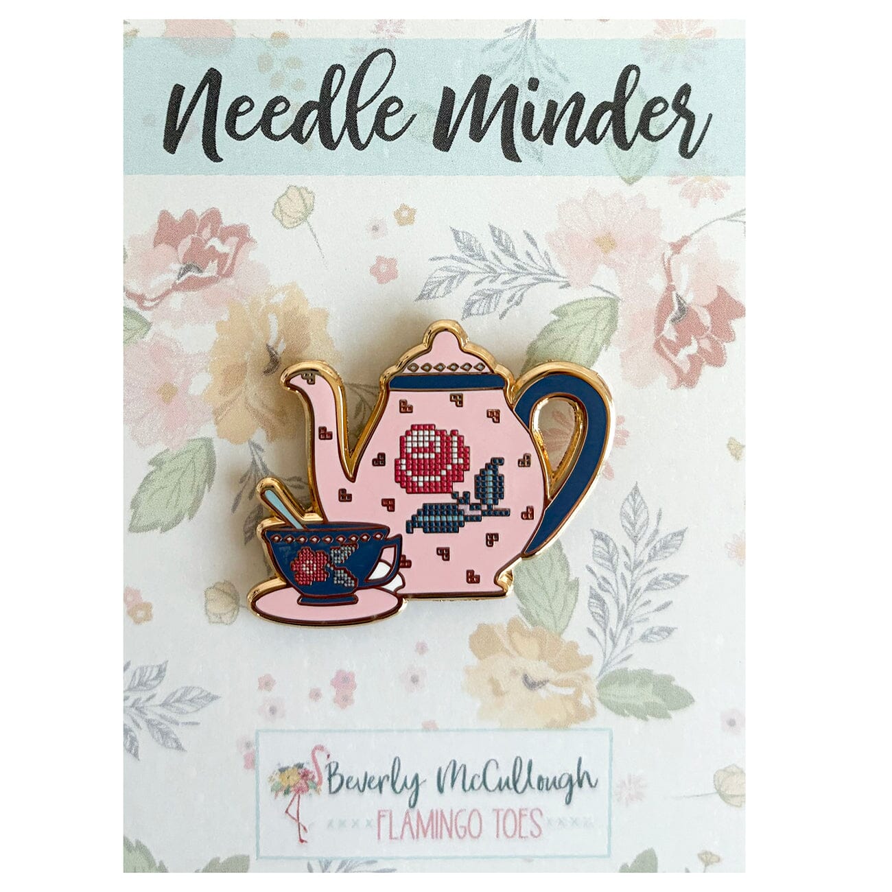 Roses Tea Set Needleminder Accessories Flamingo Toes  - 1