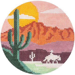 Saddle Up for Sunset Round Painted Canvas Morgan Julia Designs 
