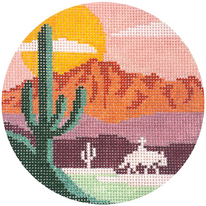 Saddle Up for Sunset Round Painted Canvas Morgan Julia Designs 
