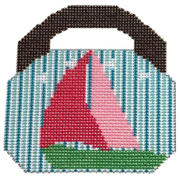 Sailboat 2 Bermuda Bag Printed Canvas Two Sisters Needlepoint 
