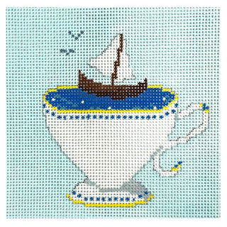Sailboat Teacup Painted Canvas The Gingham Stitchery 
