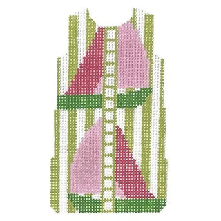 Sailboats Mini Shift Printed Canvas Two Sisters Needlepoint 

