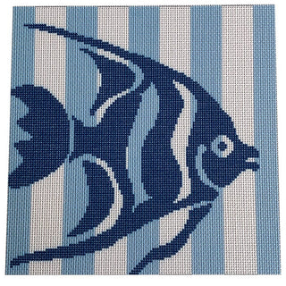 Sailfish Stencil/Periwinkle Printed Canvas Two Sisters Needlepoint 
