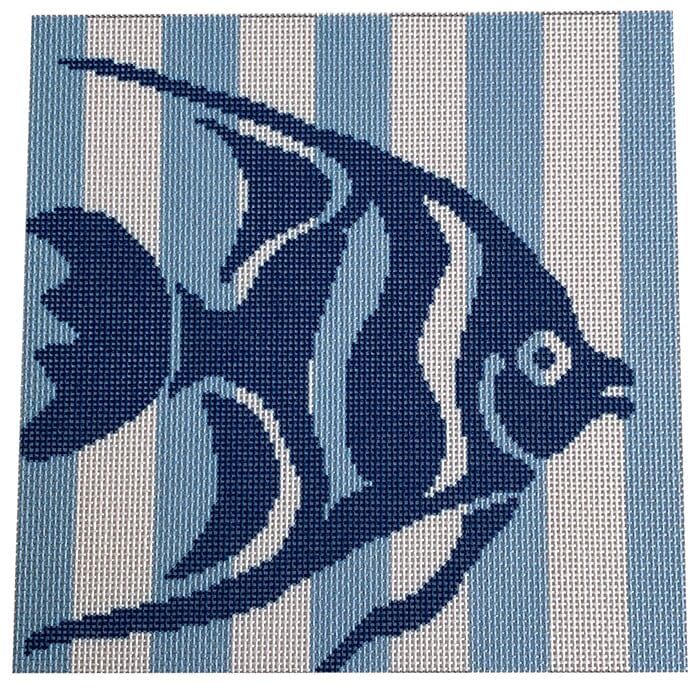 Sailfish Stencil/Periwinkle Printed Canvas Two Sisters Needlepoint 
