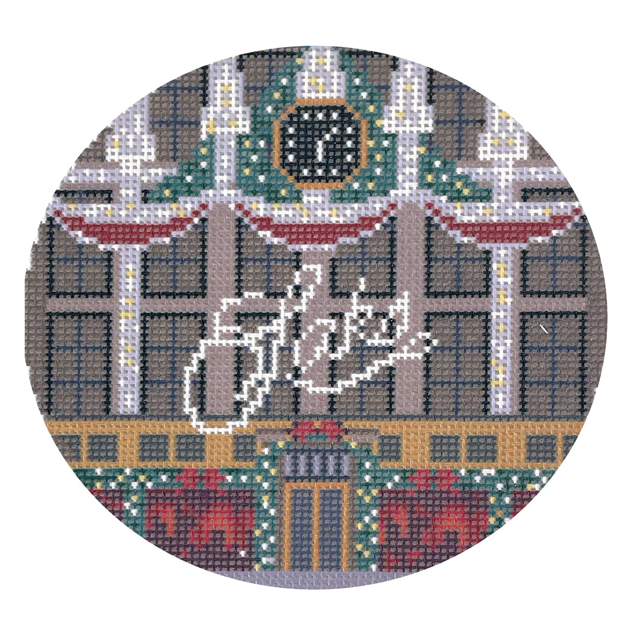 Saks Round Painted Canvas The Gingham Stitchery  - 1