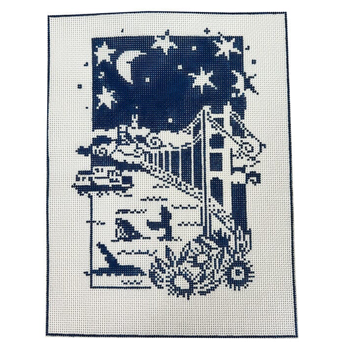 San Francisco Bay Scene Painted Canvas Anne Fisher Needlepoint LLC  - 1