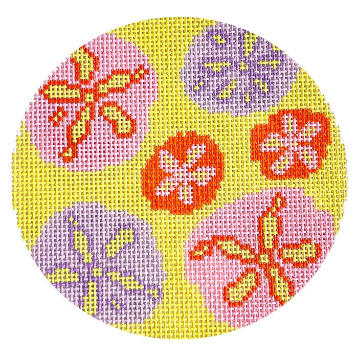 Sanddollar Coaster 5.5" Round Painted Canvas Atlantic Blue Canvas 
