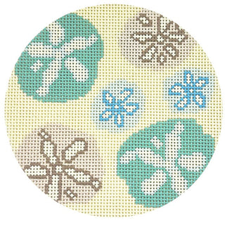 Sanddollar Coaster   Neutrals Painted Canvas Atlantic Blue Canvas 
