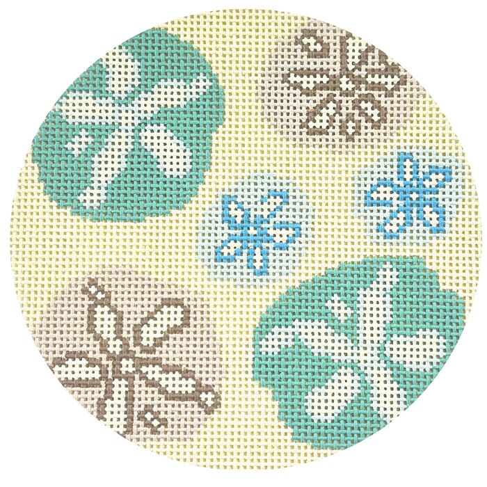 Sanddollar Coaster   Neutrals Painted Canvas Atlantic Blue Canvas  - 1