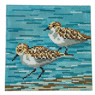 Sanderlings 4" Square Painted Canvas Needle Crossings 
