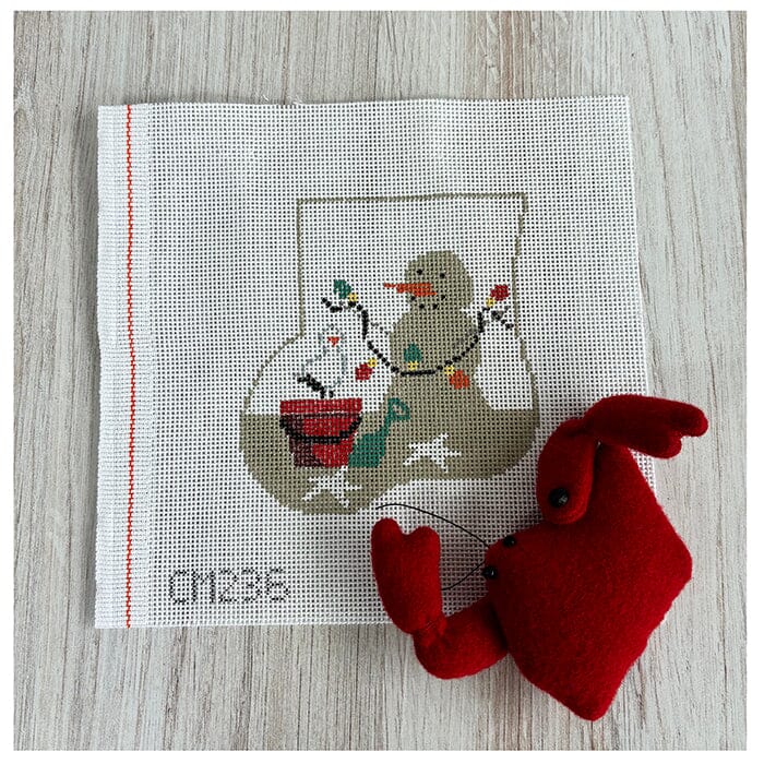 Sandman Mini Sock with Crab Insert Painted Canvas Kathy Schenkel Designs  - 1