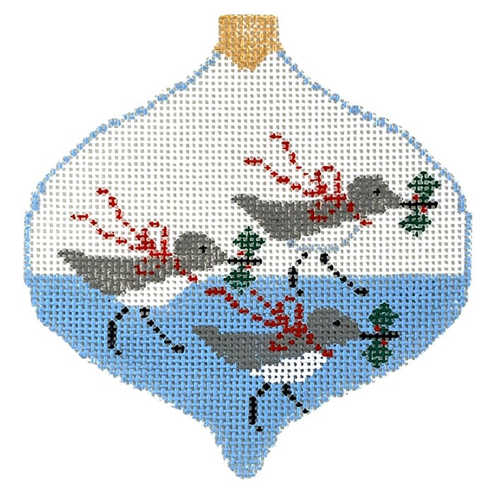 Sandpipers Bauble Painted Canvas Kathy Schenkel Designs  - 1