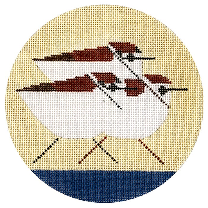 Sandpipers Round Painted Canvas Vallerie Needlepoint Gallery 

