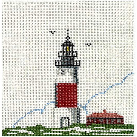 Sankaty Head MA Lighthouse 5x5 Painted Canvas Silver Needle 