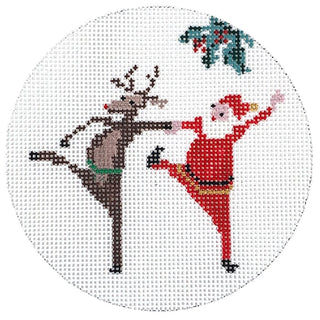 Santa and Rudolph Can Can Painted Canvas Chris Lewis Distributing 
