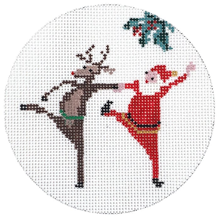 Santa and Rudolph Can Can Painted Canvas Chris Lewis Distributing 
