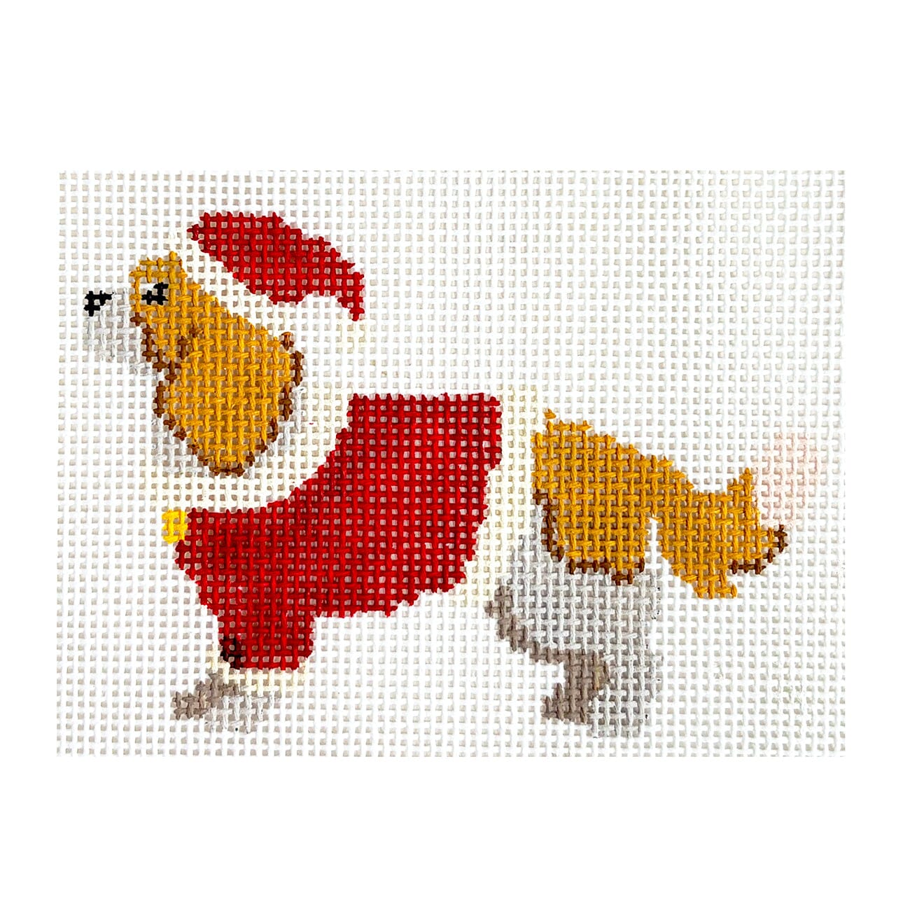 Santa Cavalier King Charles Spaniel Painted Canvas Dogwood Needlepoint  - 1