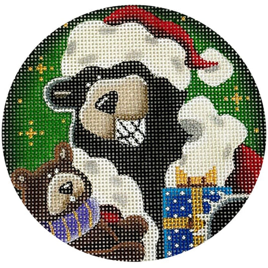 Santa Claws Round Painted Canvas Rebecca Wood Designs 