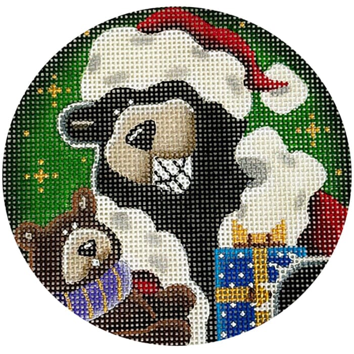 Santa Claws Round Painted Canvas Rebecca Wood Designs 
