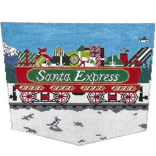Santa Express Stocking Cuff Painted Canvas Ann Kaye Studio 
