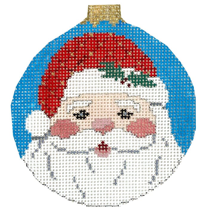 Santa Face, 3.25" Round Painted Canvas Susan Roberts Needlepoint Designs Inc. 
