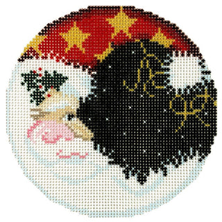 Santa Moon Round Printed Canvas Two Sisters Needlepoint 
