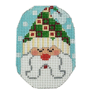 Santa Ornament   Hat with Dots Painted Canvas Danji Designs 
