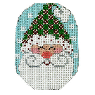 Santa Ornament   Hat with Plaid Painted Canvas Danji Designs 
