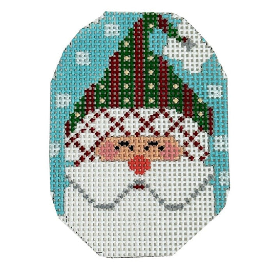 Santa Ornament - Hat with Stripes Painted Canvas Danji Designs 