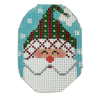 Santa Ornament   Hat with Stripes Painted Canvas Danji Designs 
