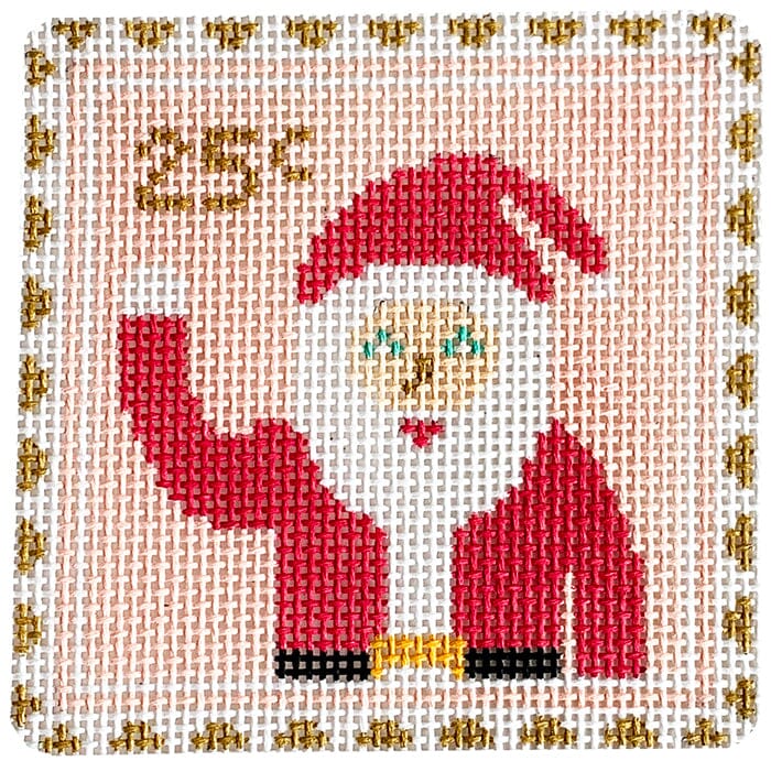 Santa Stamp Painted Canvas Stitch Rock Designs  - 1