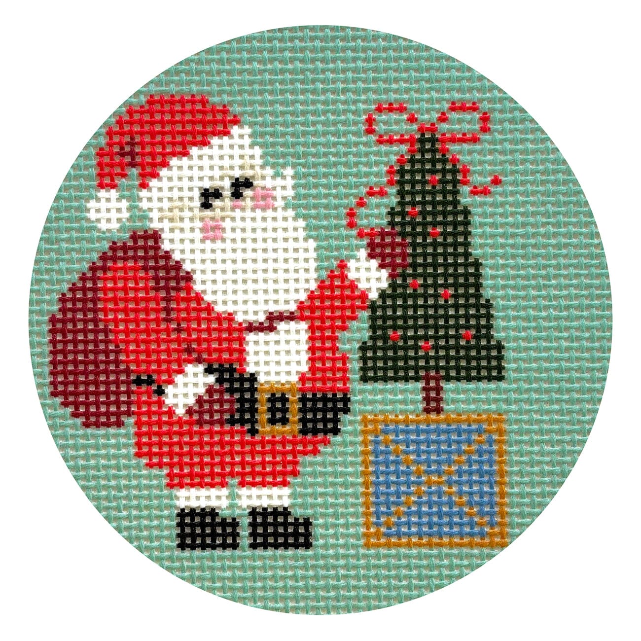 Santa with Topiary Painted Canvas KCN Designers  - 1