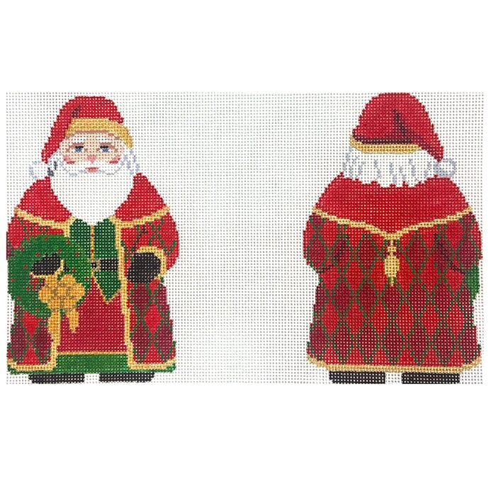 Santa with Wreath 2 Sided   13M Painted Canvas Susan Roberts Needlepoint Designs Inc. 
