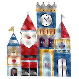 Santa's Castle Ornament Painted Canvas Audrey Wu Designs 

