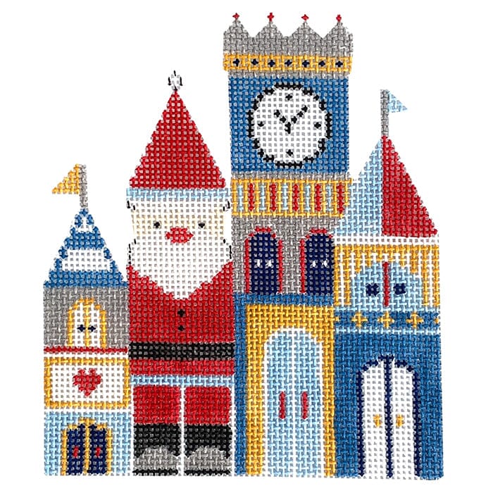Santa's Castle Ornament Painted Canvas Audrey Wu Designs 
