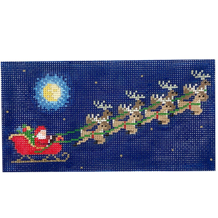 Santa's Night Ride, Clutch Insert 3x6 Painted Canvas Susan Roberts Needlepoint Designs Inc. 

