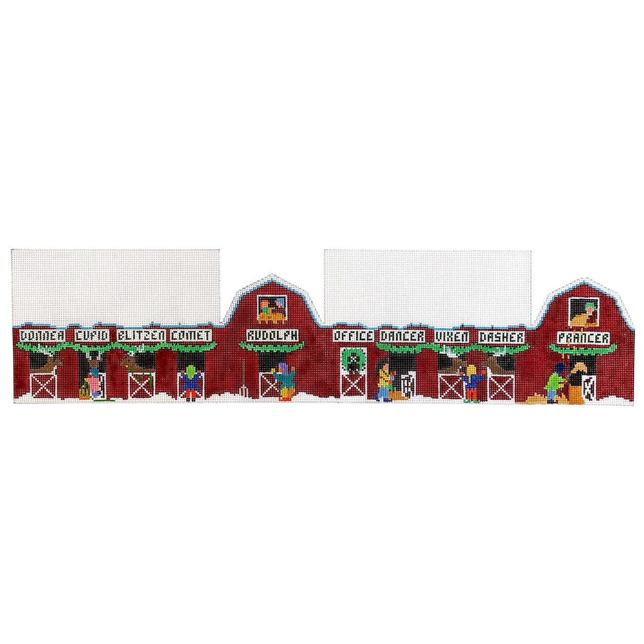 Santa's Village, Reindeer Barn, Large 3D House Painted Canvas Susan Roberts Needlepoint Designs Inc.  - 1