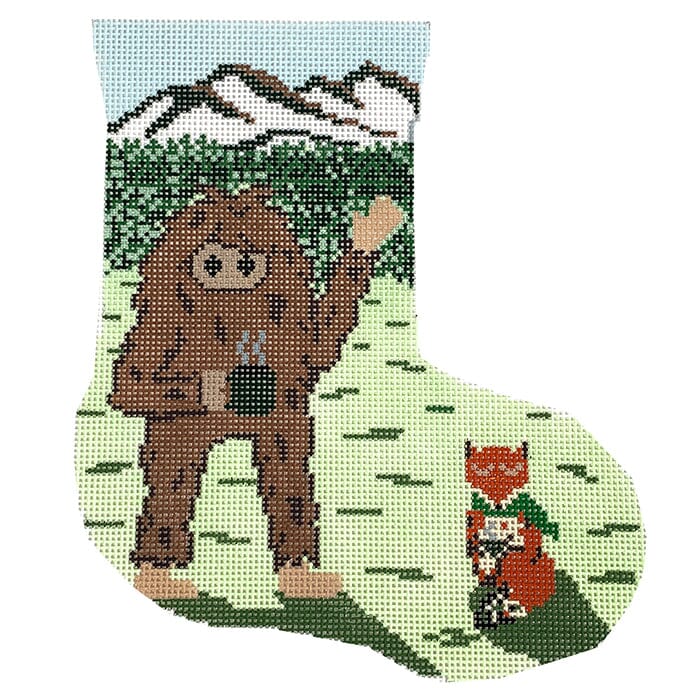 Sasquatch Mini Stocking Painted Canvas Fire and Iris 
