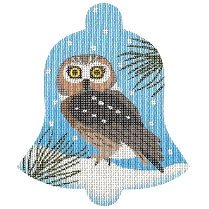 Saw-Whet Owl Snow Bell Printed Canvas Pepperberry Designs 