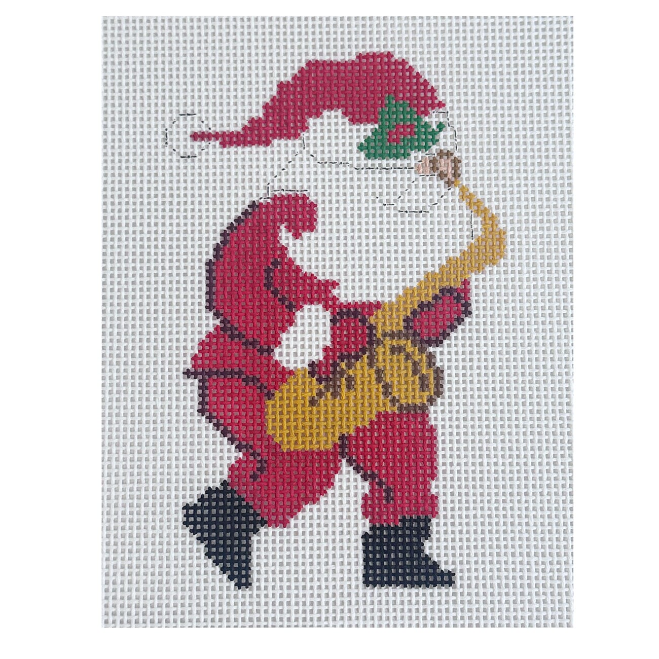 Saxophone Santa   Hobby Santas Painted Canvas Atlantic Blue Canvas  - 1