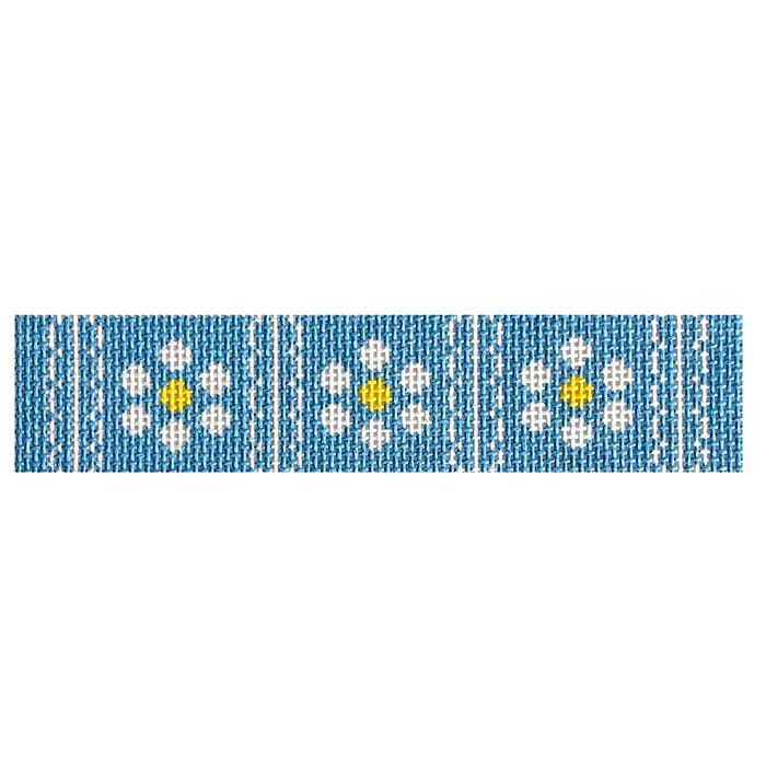 Scallop Daisy Key Fob Painted Canvas Goodpoint Needlepoint 
